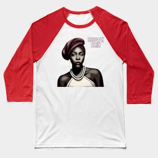 Brown Skin Burgundy Cap & Lippy Beauty Baseball T-Shirt